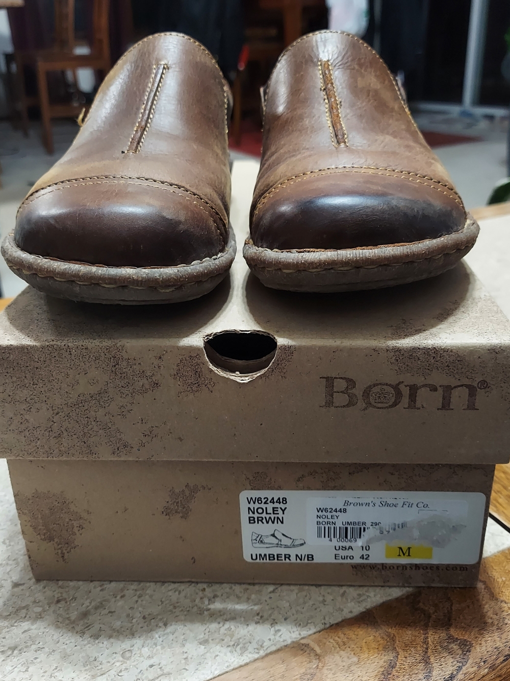 Born Brown Leather Slip-On Moc Toe Loafer Size 10/42